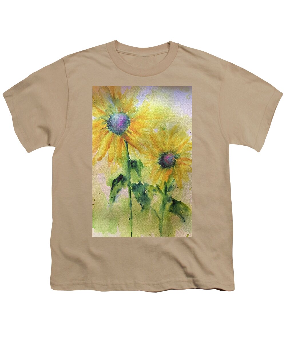 Sunflower Youth T-Shirt featuring the painting Summer Sunflowers by Christine Marie Rose