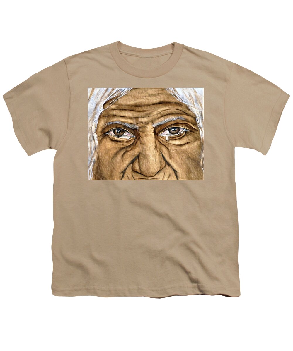 The Cry Youth T-Shirt featuring the mixed media The Tears of Wisdom by Kelly Mills