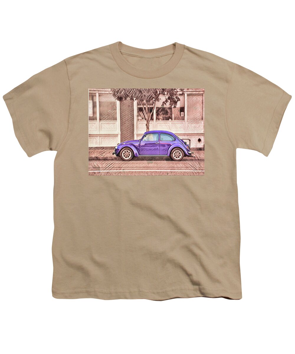 Selective Coloring Youth T-Shirt featuring the photograph Vintage VW Series - Purple by Bellesouth Studio