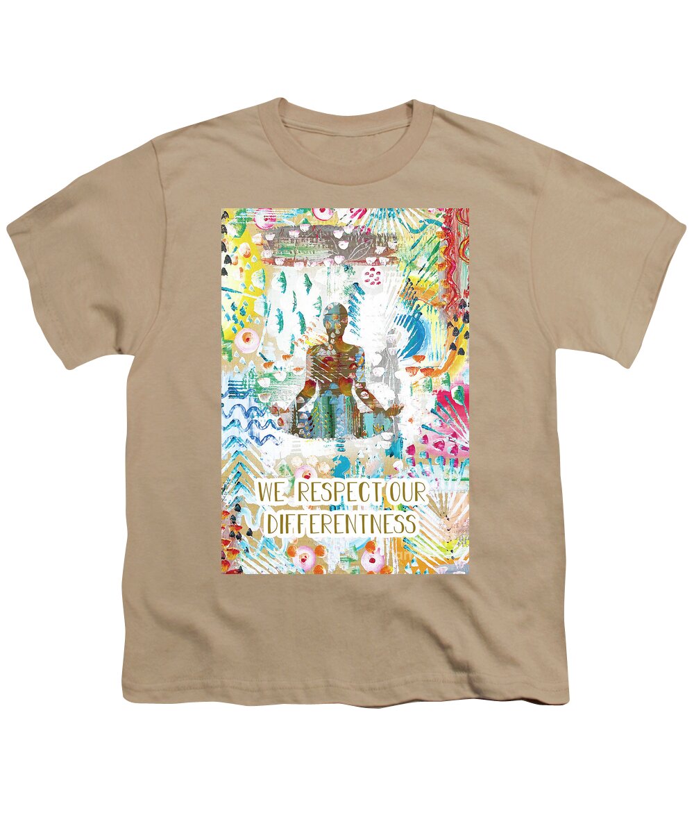We Respect Our Differentness Youth T-Shirt featuring the drawing We respect our differentness by Claudia Schoen