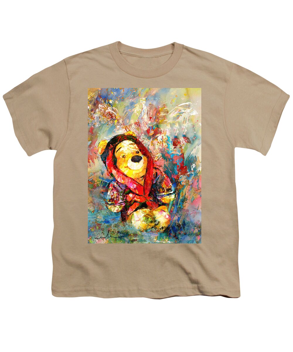 Bear Youth T-Shirt featuring the painting Winnie The Pooh Dreaming by Miki De Goodaboom