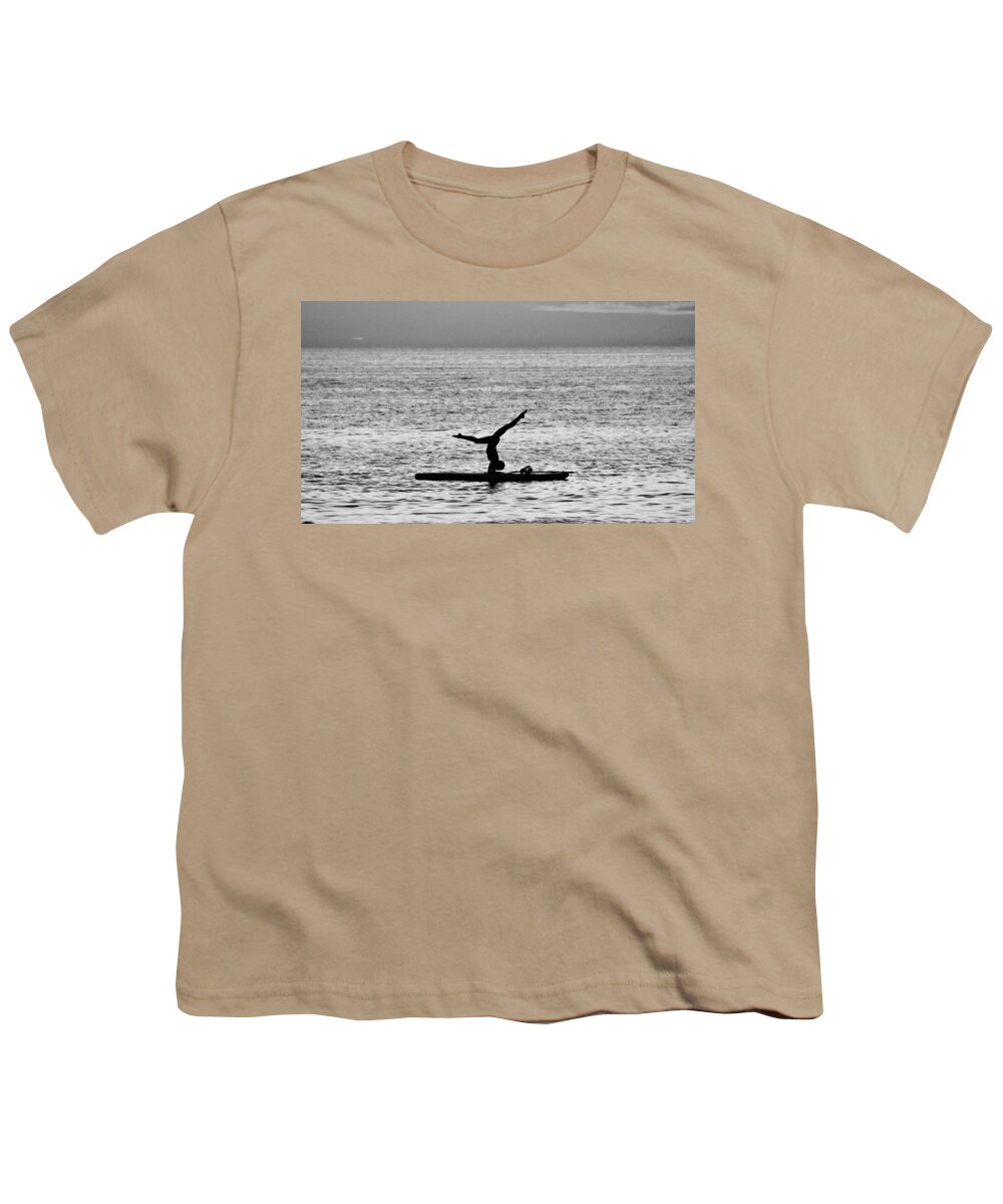 Black And White Youth T-Shirt featuring the photograph Yoga board by Donn Ingemie