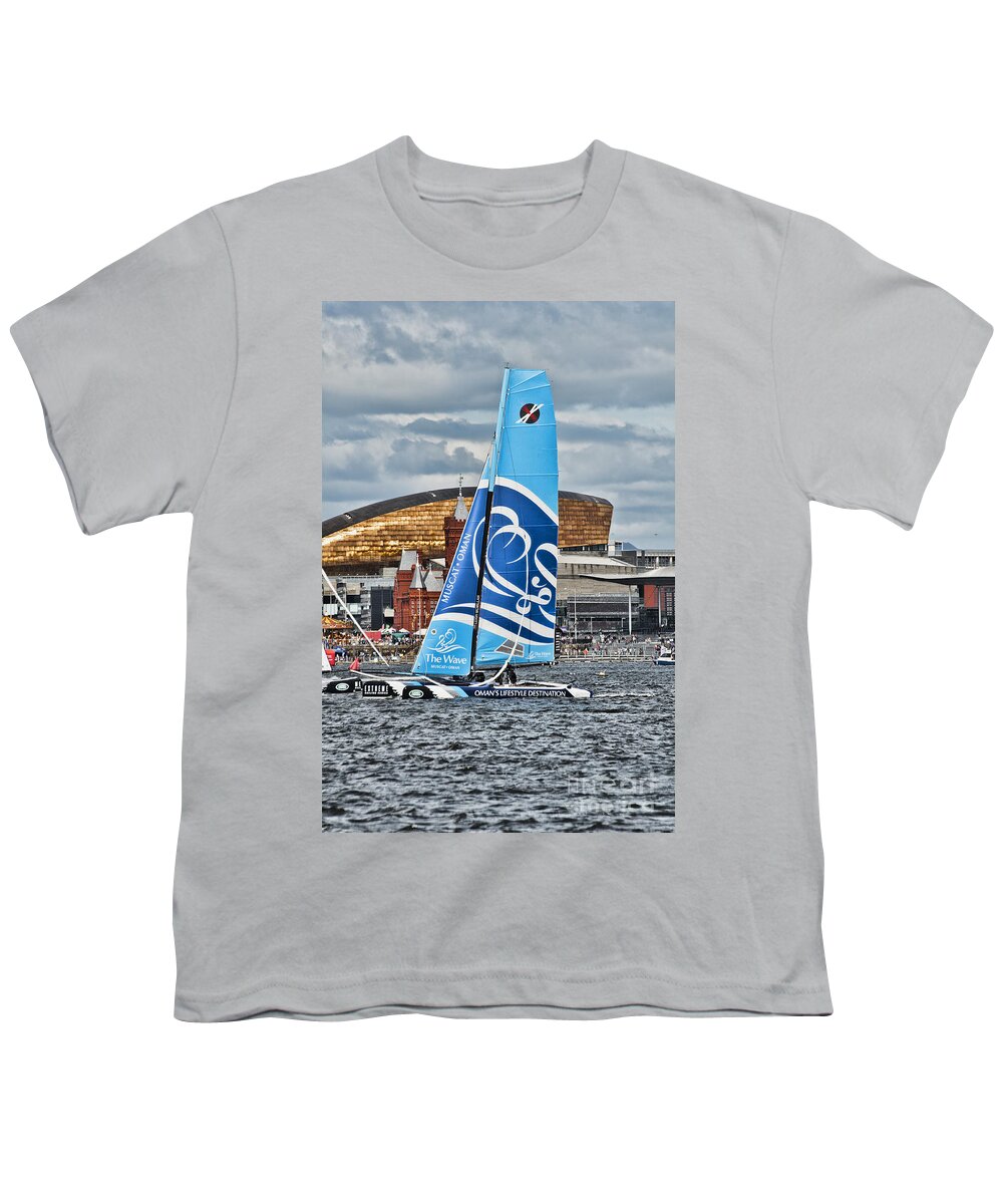 Extreme 40 Catamarans Youth T-Shirt featuring the photograph Extreme 40 Team The Wave Muscat #1 by Steve Purnell
