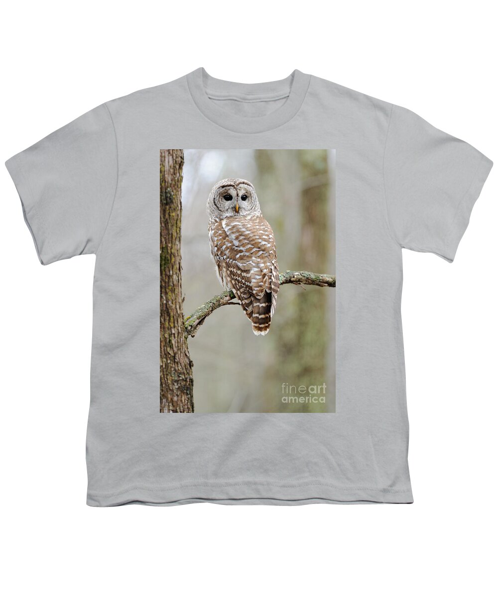 Barred Owl Youth T-Shirt featuring the photograph Barred Owl by Scott Linstead