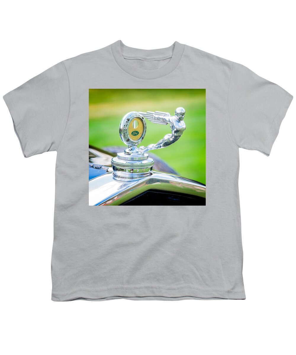 1931 Ford Hood Ornament Youth T-Shirt featuring the photograph 1931 Ford Model A Deluxe Fordor Hood Ornament by Sebastian Musial
