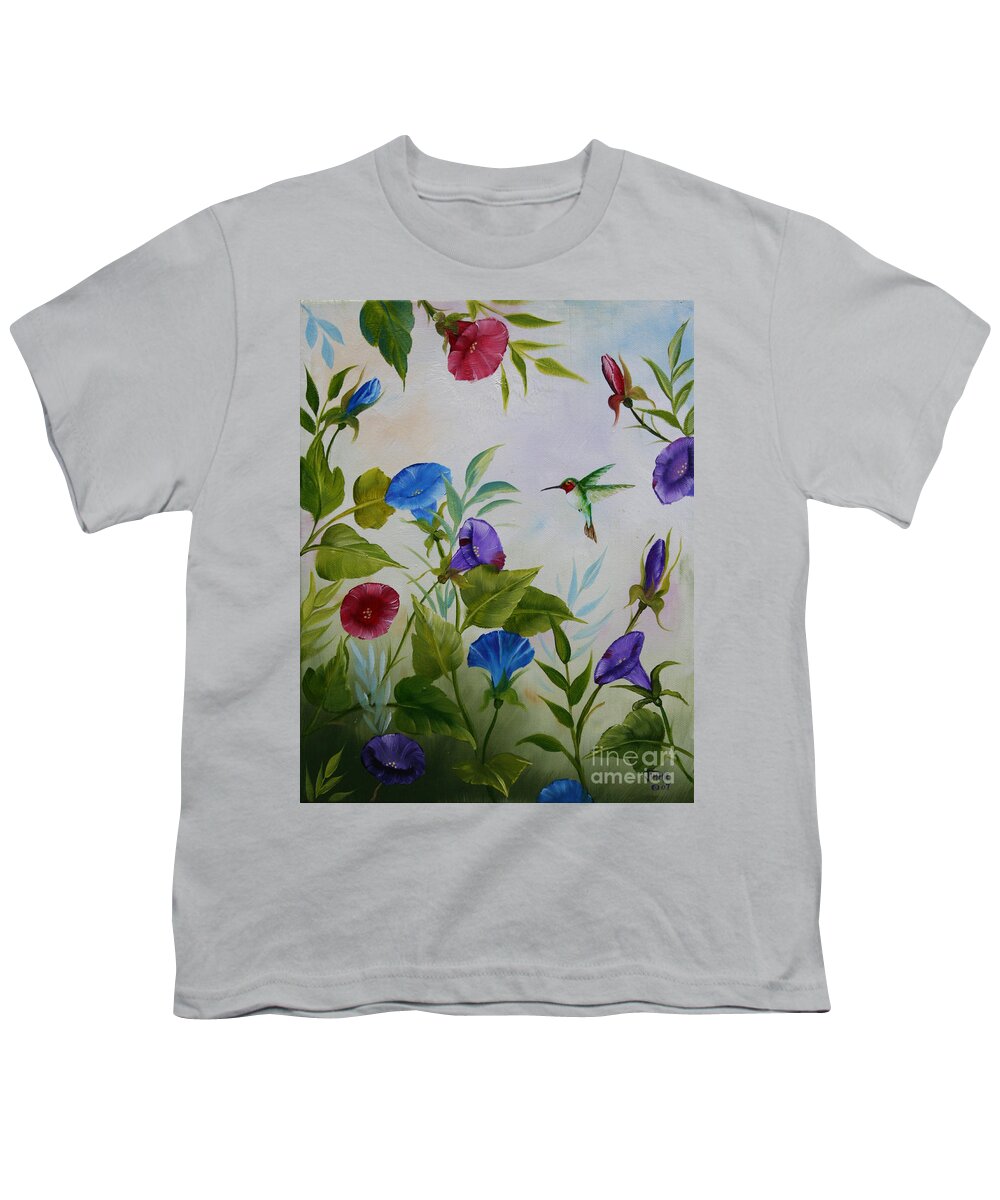 Hummingbird Youth T-Shirt featuring the painting A Hummingbird Dream by Jimmie Bartlett