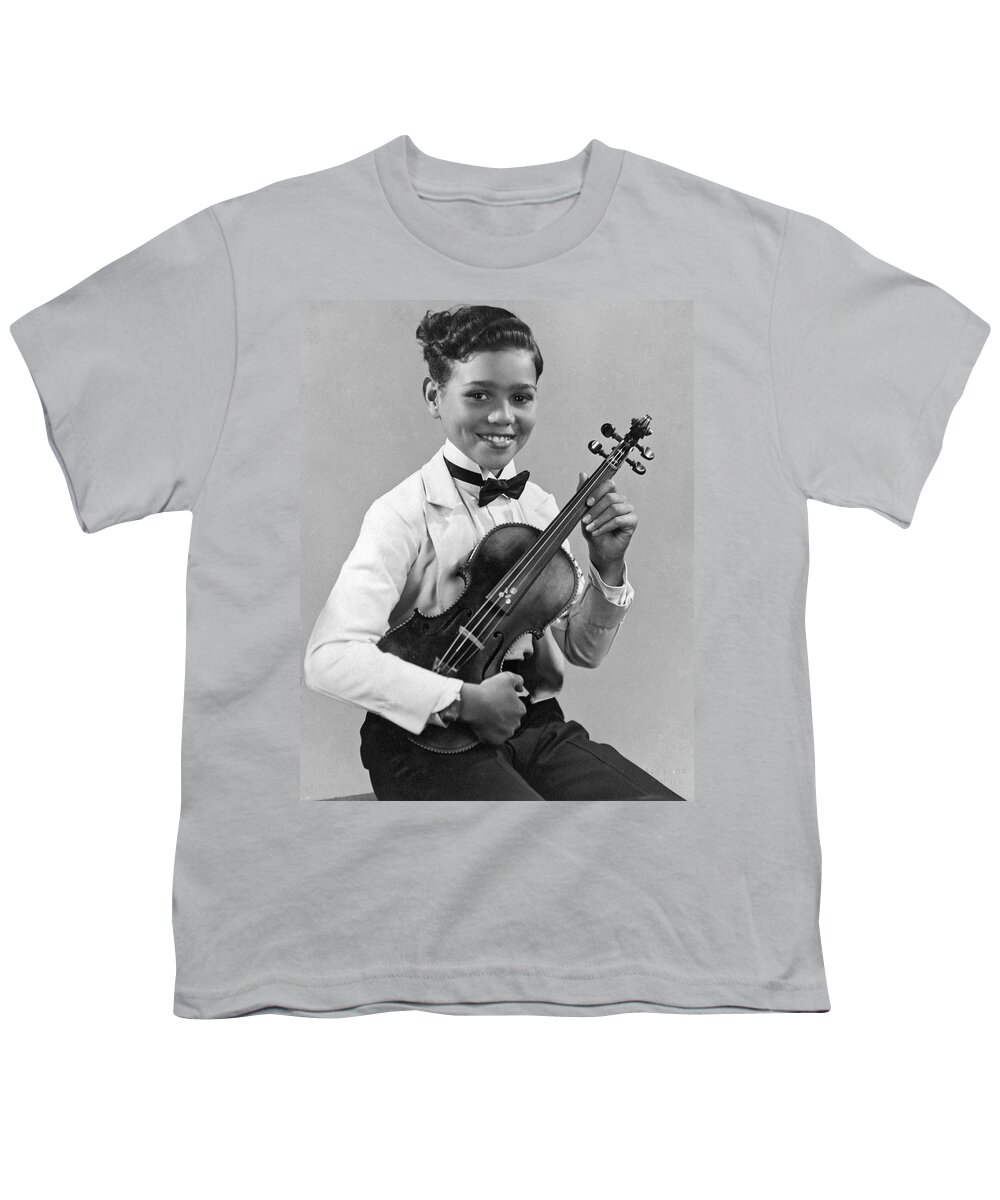 12-13 Years Youth T-Shirt featuring the photograph A Proud And Elegant Violinist by Underwood Archives
