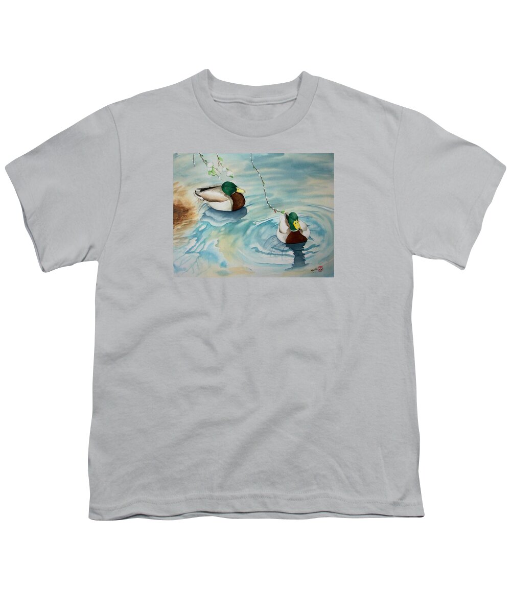 Duck Youth T-Shirt featuring the painting Almost Spring Ueno Park by Miyuki Kimura