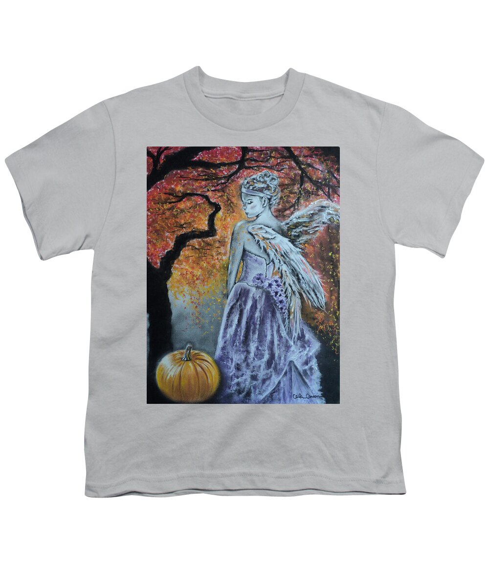 Angel Youth T-Shirt featuring the drawing Autumn Angel by Carla Carson