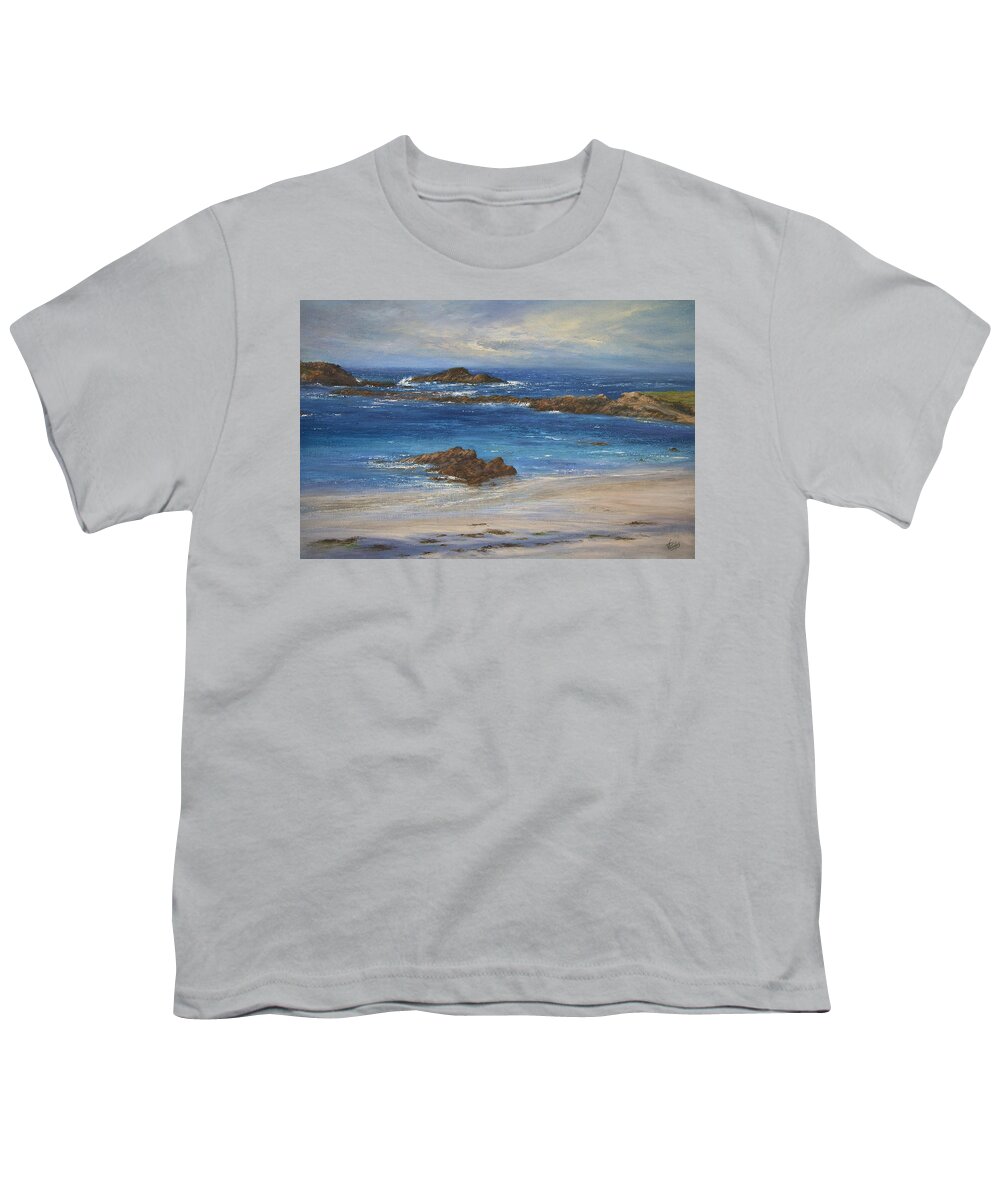 Seascape Youth T-Shirt featuring the painting Azure by Valerie Travers