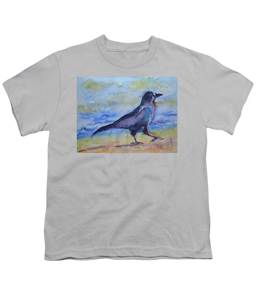 Crow Youth T-Shirt featuring the painting Bayside Strut by Beverley Harper Tinsley