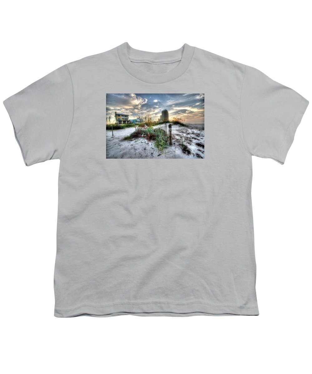 Alabama Youth T-Shirt featuring the digital art Beach and Buildings by Michael Thomas