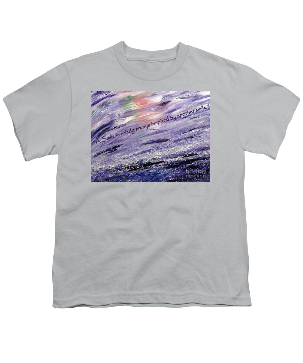  Youth T-Shirt featuring the digital art Besso Tsunami Smile Quote by Mars Besso