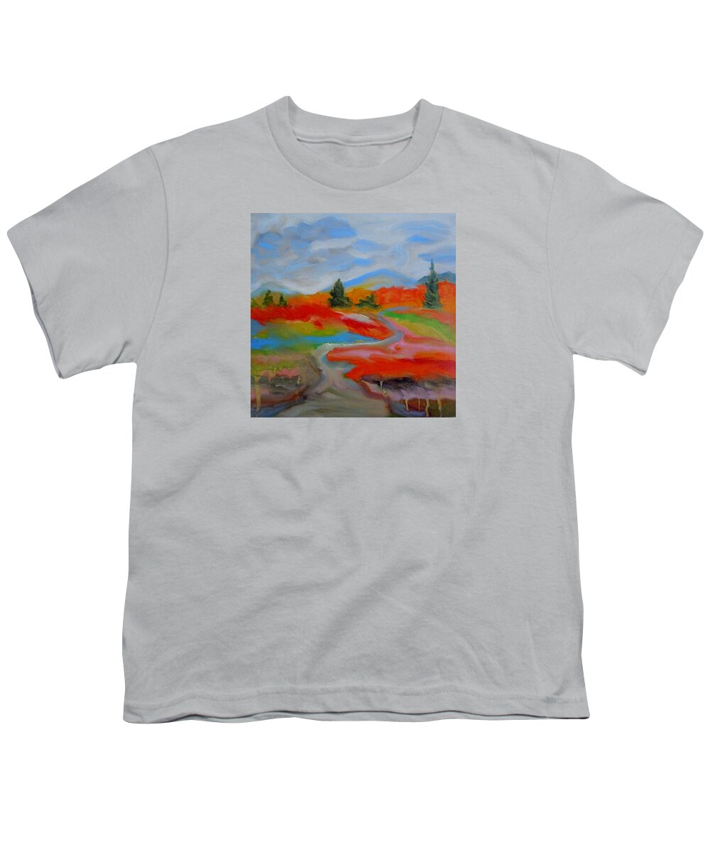 Oil Painting Youth T-Shirt featuring the painting Blueberry Fields Maine by Francine Frank