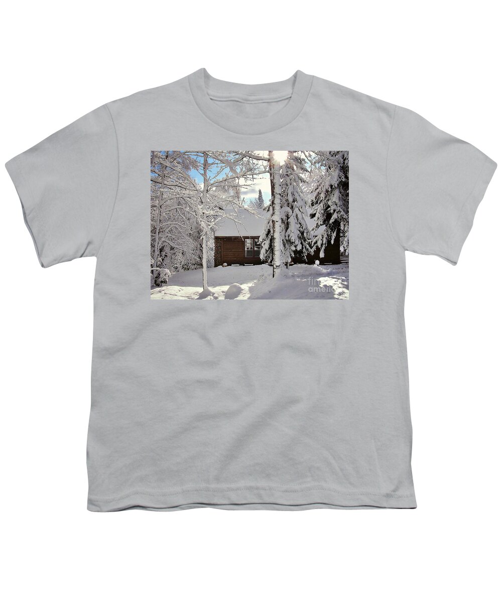 Cabin In The Woods Picture Youth T-Shirt featuring the photograph Cabin in the Woods by Gwen Gibson