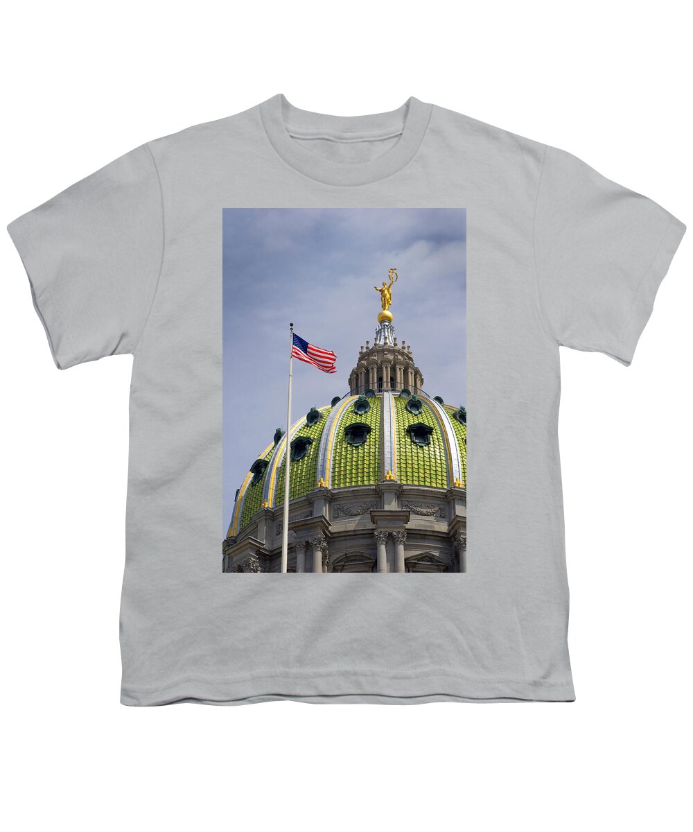Harrisburg Youth T-Shirt featuring the photograph Capital Dome by Paul W Faust - Impressions of Light