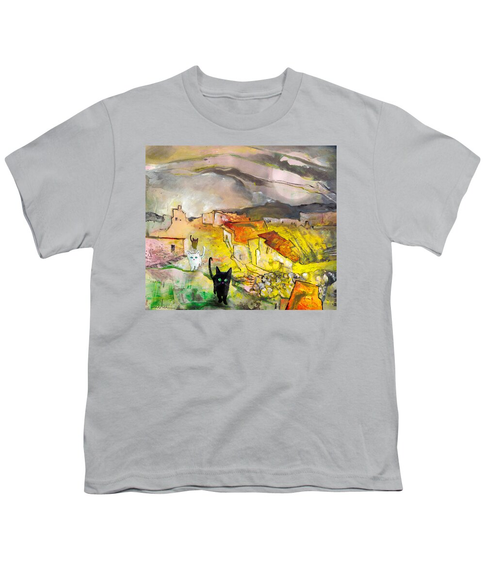 Animals Youth T-Shirt featuring the painting CATwalk by Miki De Goodaboom