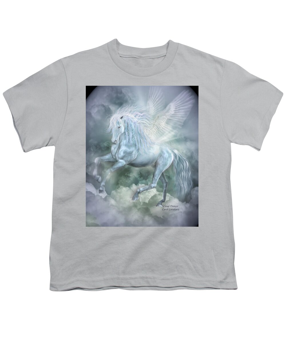 Pegasus Youth T-Shirt featuring the mixed media Cloud Dancer by Carol Cavalaris