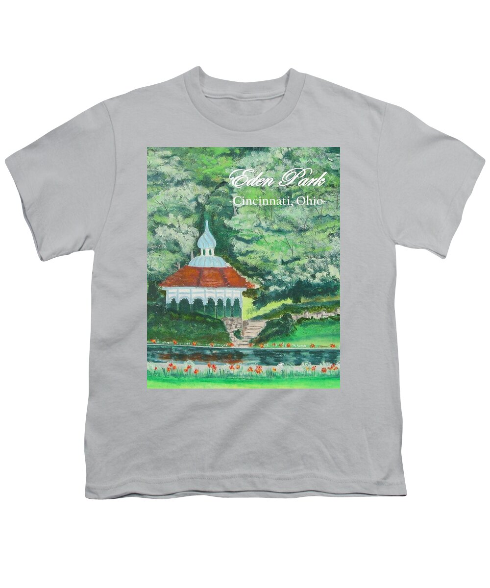 Eden Park Youth T-Shirt featuring the painting Eden Park Gazebo Cincinnati Ohio by Diane Pape