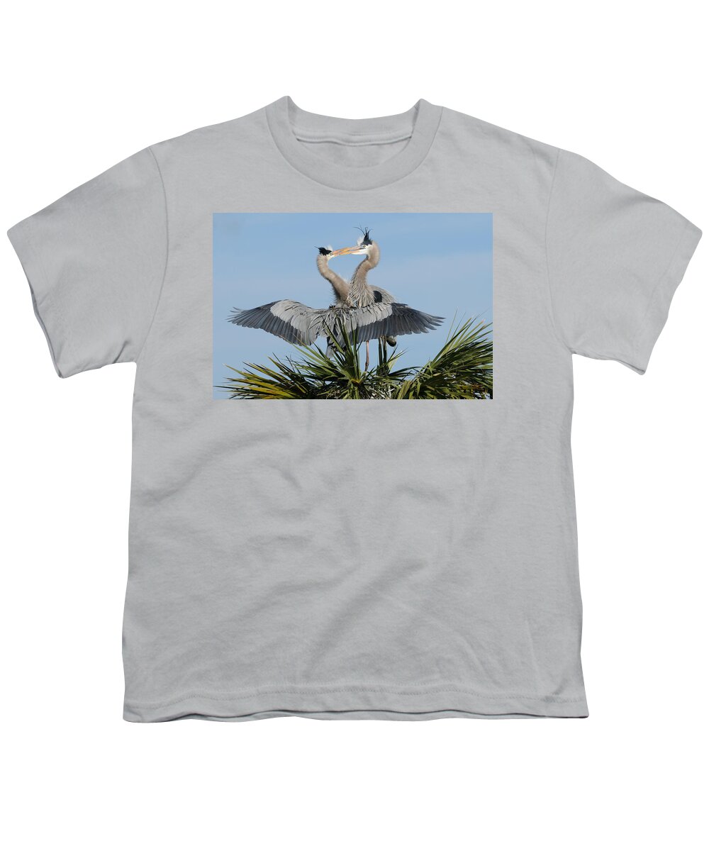 Great Blue Heron Youth T-Shirt featuring the photograph Great Blue Herons Courting by Bradford Martin