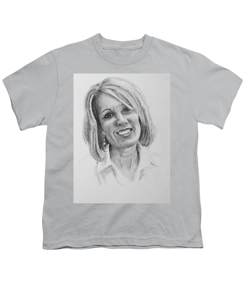 Portrait Youth T-Shirt featuring the drawing J by Daniel Reed