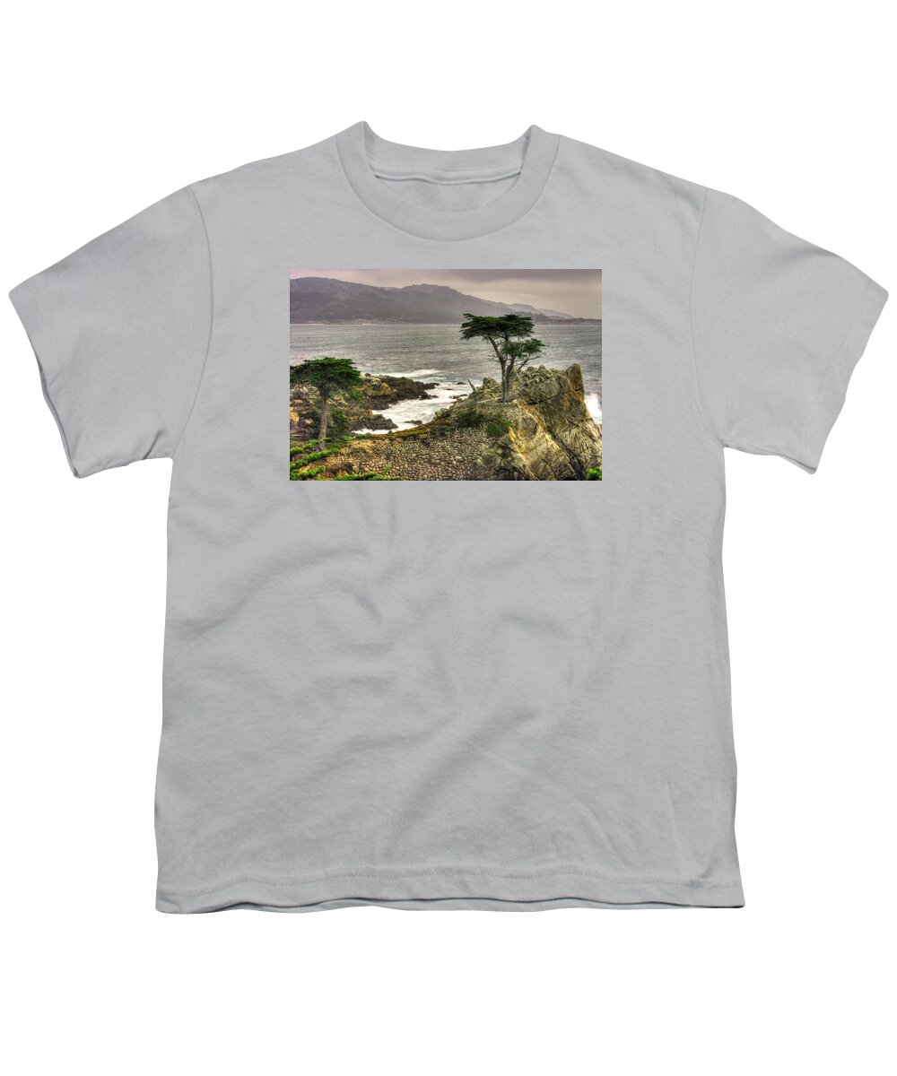California Youth T-Shirt featuring the photograph Lone Cypress Across Monterey Peninsula-1 Central California Coast Spring Mid-Afternoon by Michael Mazaika