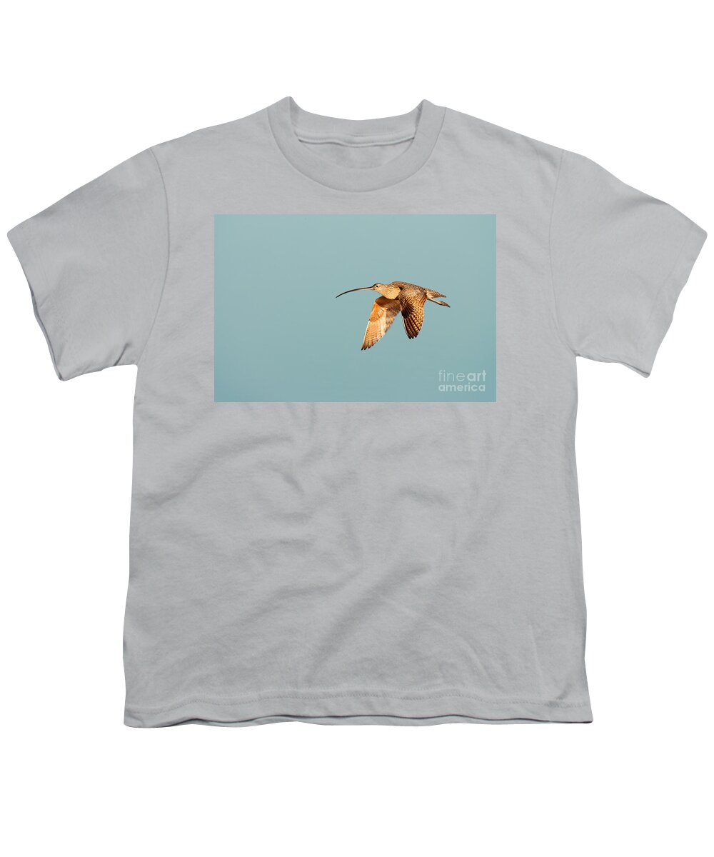 Long-billed Youth T-Shirt featuring the photograph Long-billed Curlew Huntington Beach California by Ram Vasudev
