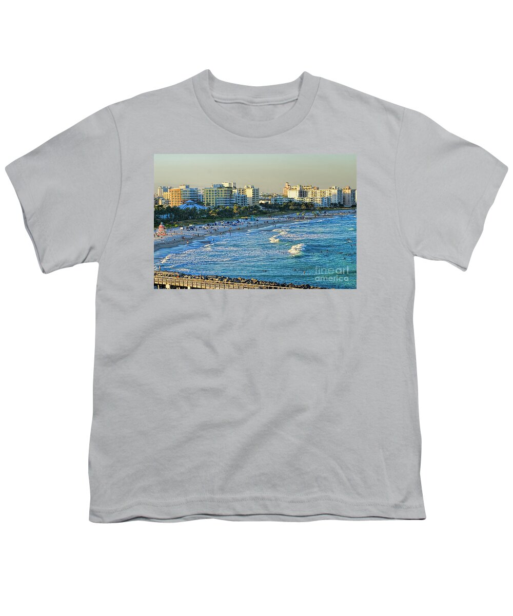 Miami Youth T-Shirt featuring the photograph Miami Beach Sunset by Olga Hamilton