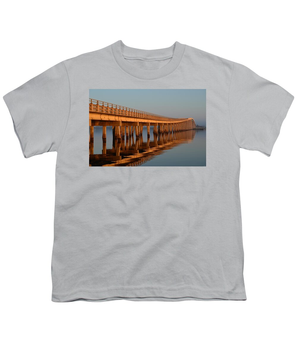 Navarre Youth T-Shirt featuring the photograph Navarre Beach Bridge Sunrise Reflections by Jeff at JSJ Photography