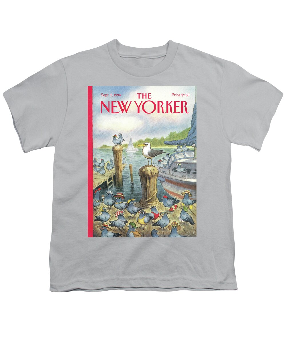 Labor Day Youth T-Shirt featuring the painting New Yorker September 5th, 1994 by Peter de Seve