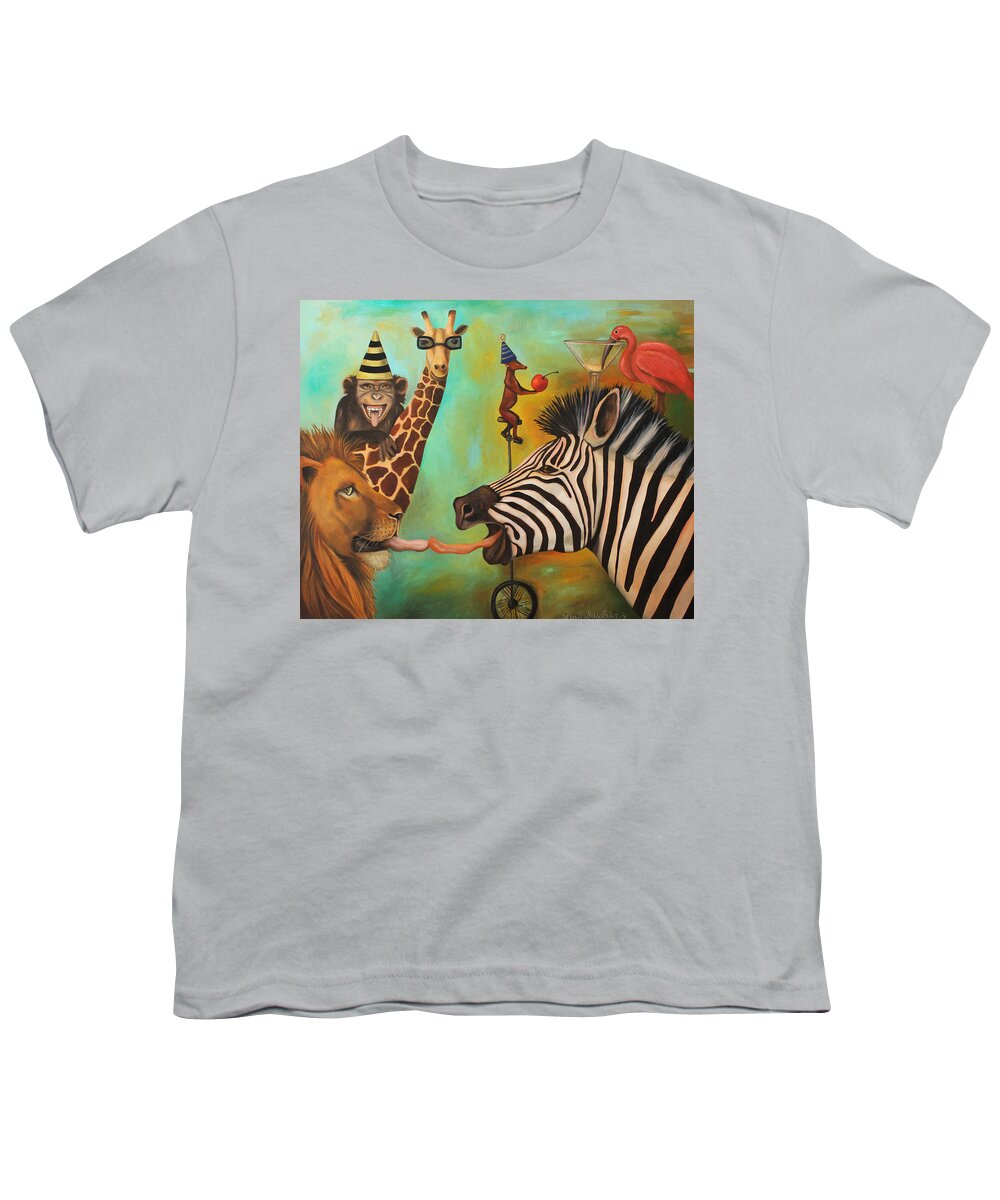 Chimp Youth T-Shirt featuring the painting Party Animals by Leah Saulnier The Painting Maniac