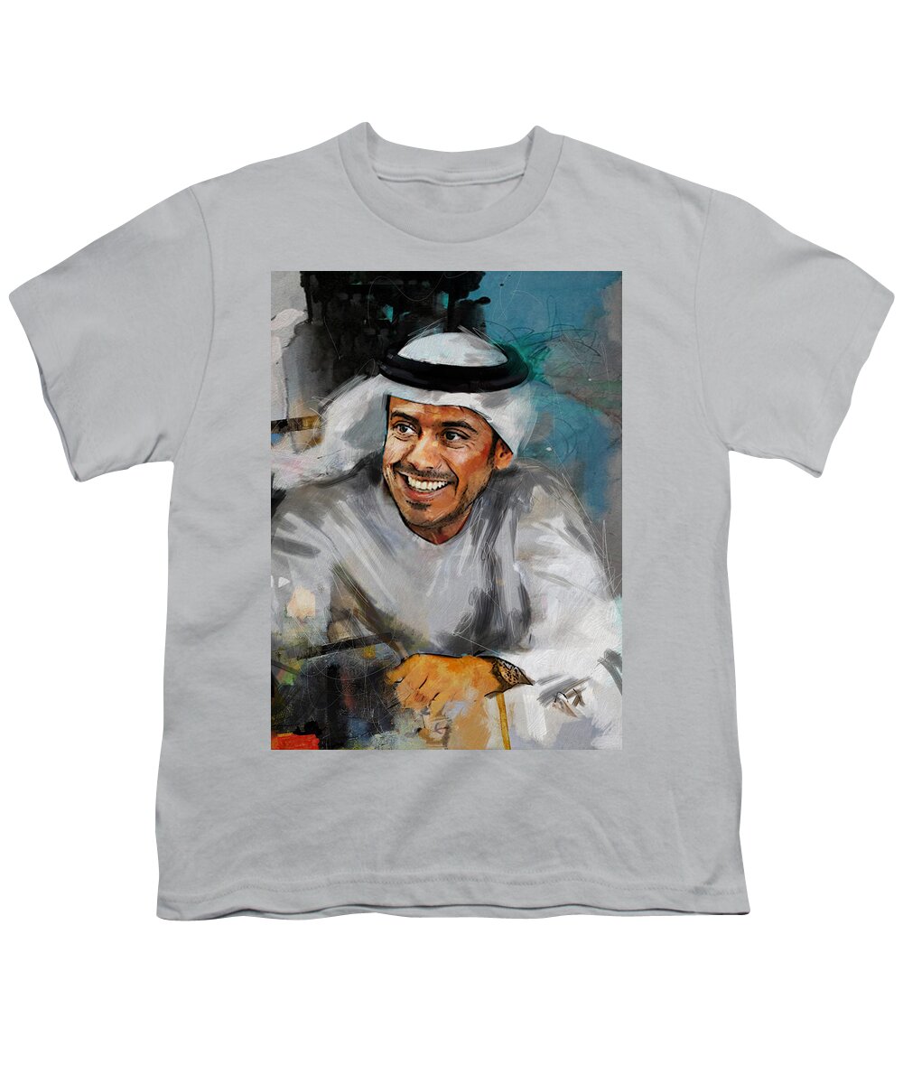 Sheikh Sultan Bin Tahnoon Al Nahyan Youth T-Shirt featuring the painting Portrait of Sheikh Sultan bin Tahnoon Al Nahyan by Maryam Mughal