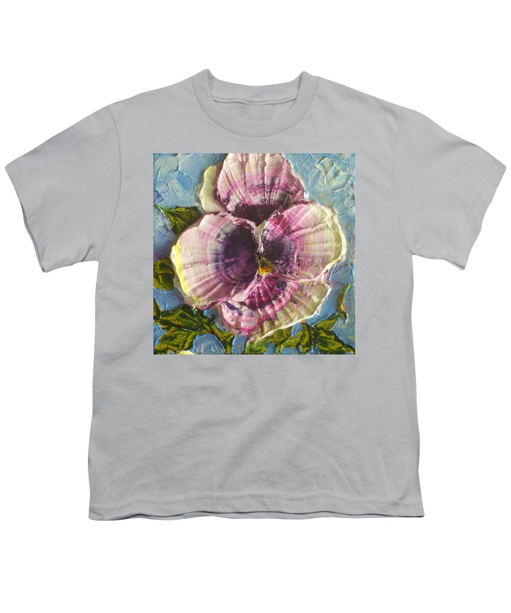 Purple Youth T-Shirt featuring the painting Purple Pansy by Paris Wyatt Llanso