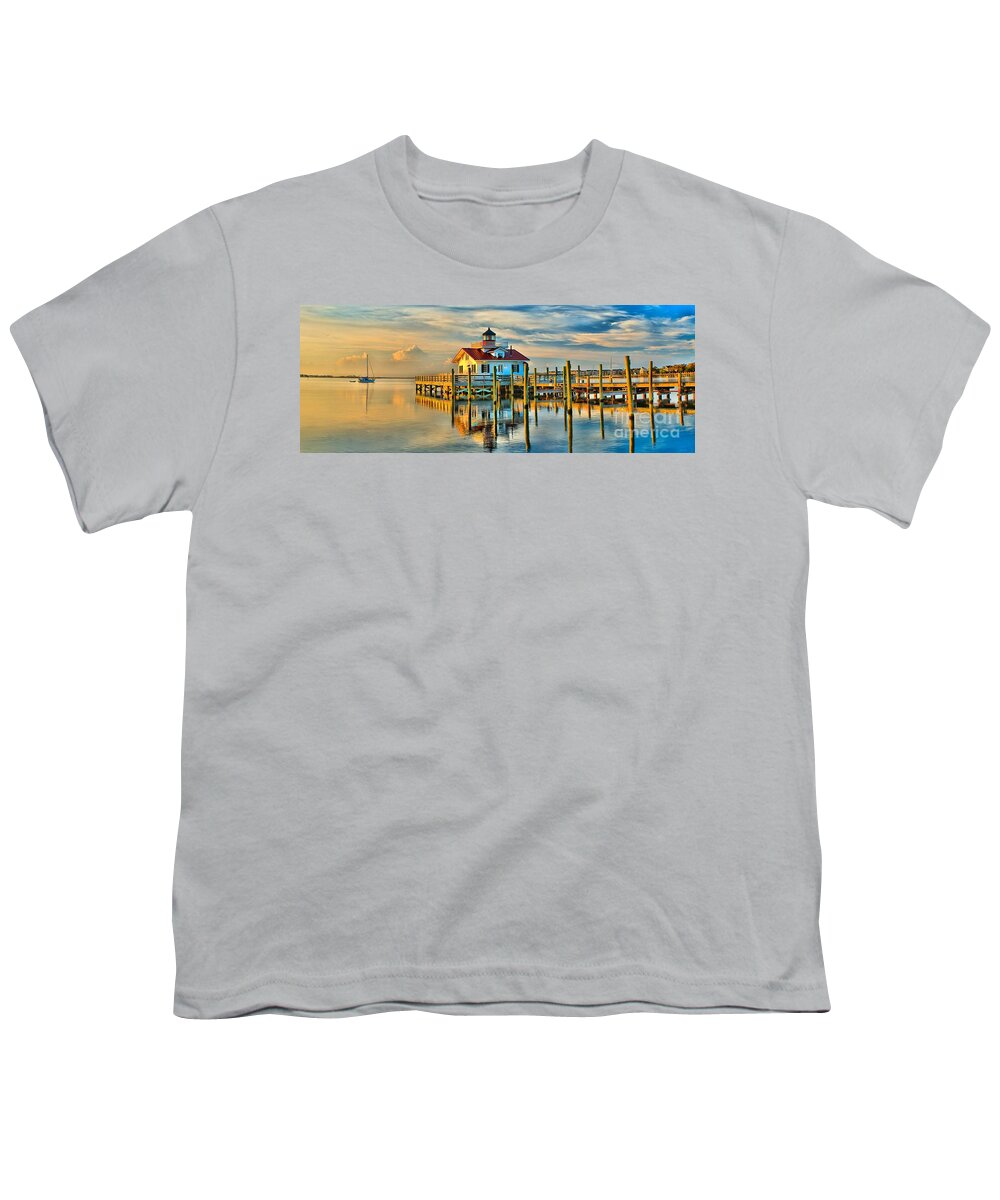 Lighthouse Youth T-Shirt featuring the photograph Roanoke Marsh Lighthouse Dawn by Nick Zelinsky Jr