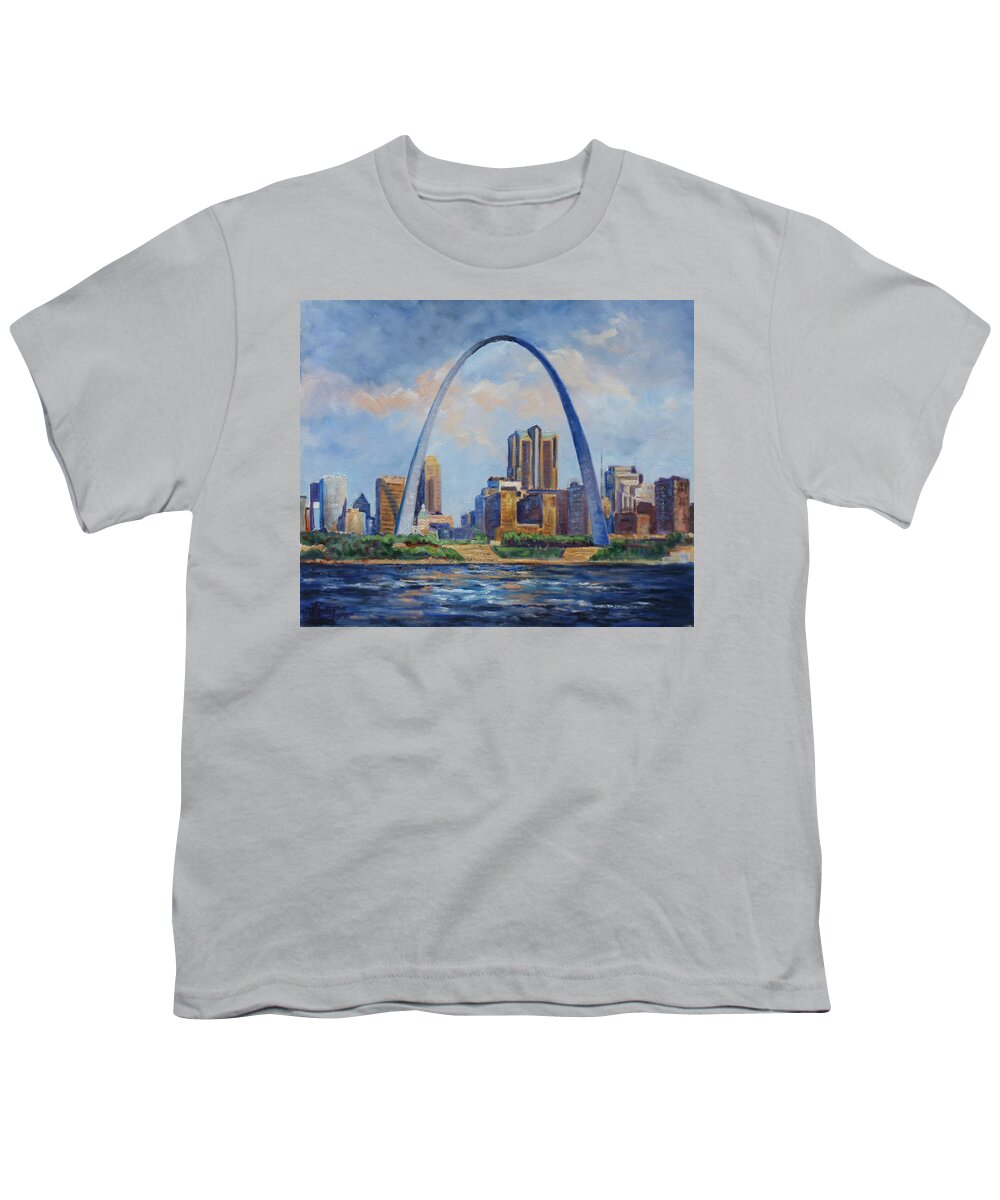 Saint Louis Youth T-Shirt featuring the painting Saint Louis Skyline 2 by Irek Szelag
