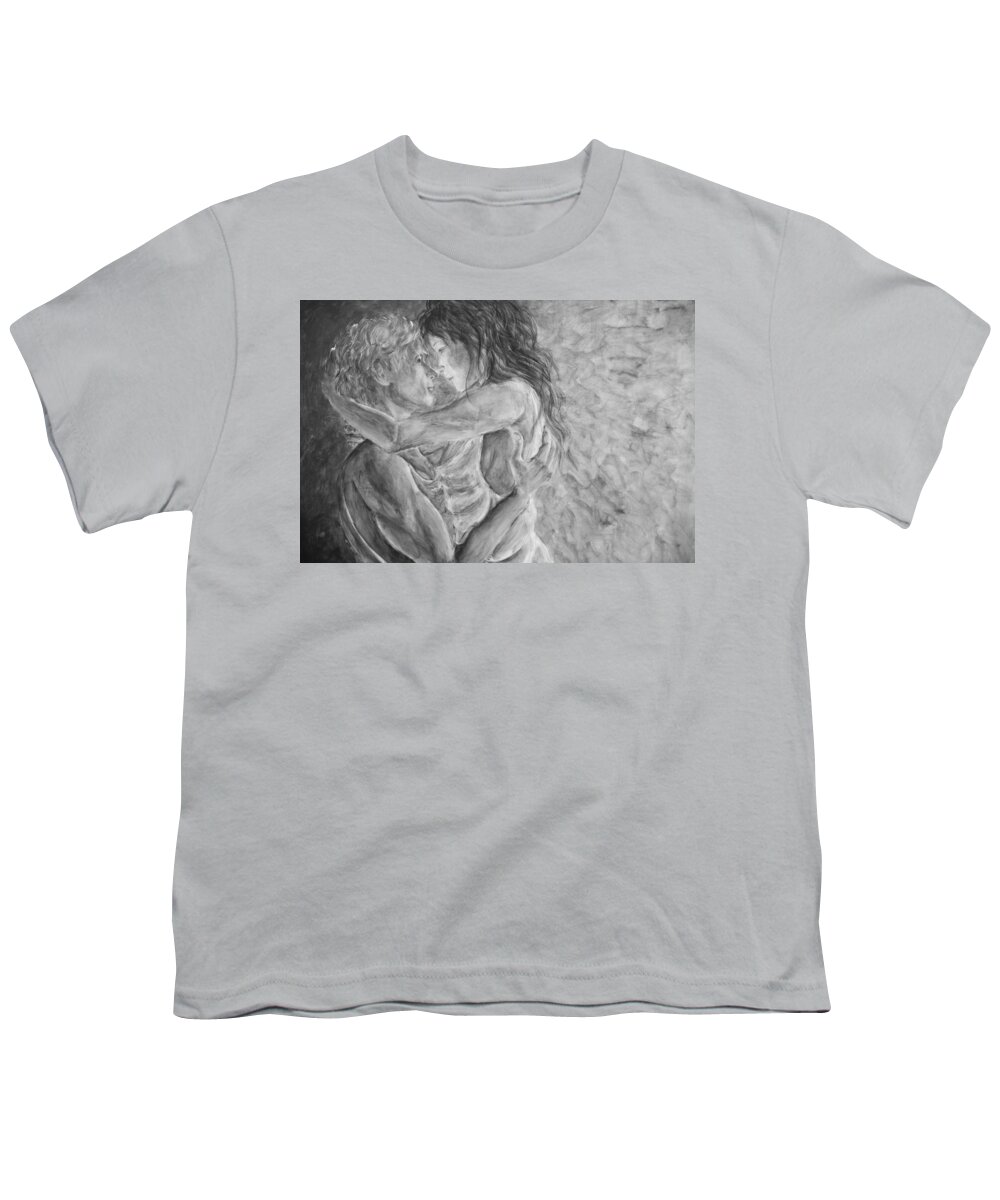Romantic Youth T-Shirt featuring the painting Shades of Gray Ultimate Romance by Nik Helbig