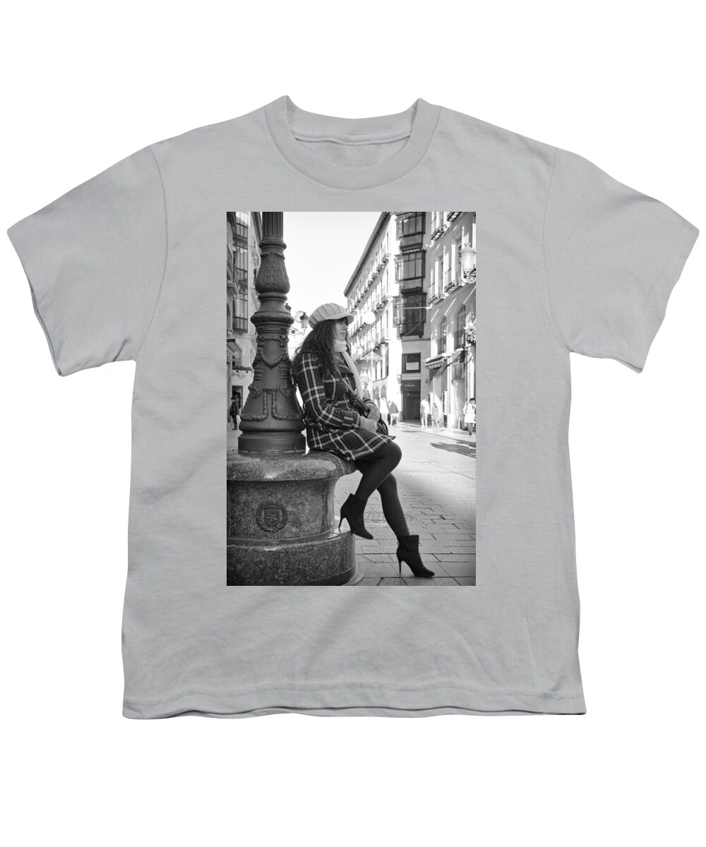 Girl Youth T-Shirt featuring the photograph Waiting in this Spanish street by Pablo Lopez