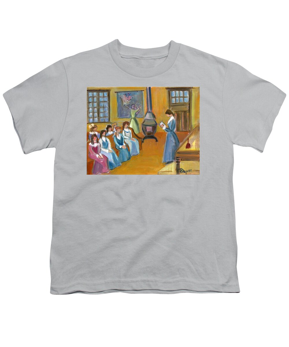 Susan B. Anthony Youth T-Shirt featuring the painting Susan B. Anthony Teaching in Canajoharie by Betty Pieper