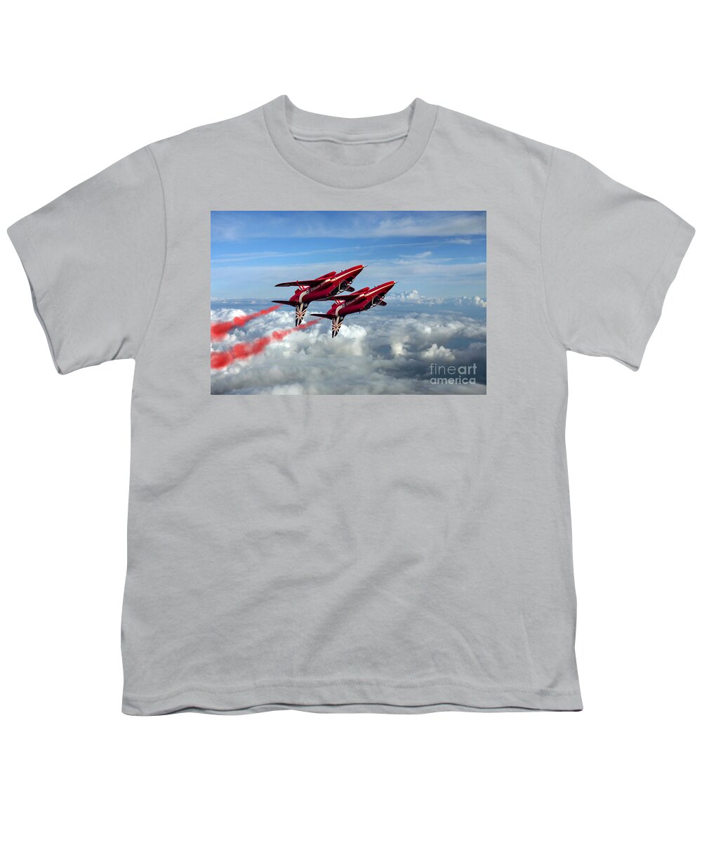 Red Arrows Youth T-Shirt featuring the digital art Synchro Pair by Airpower Art