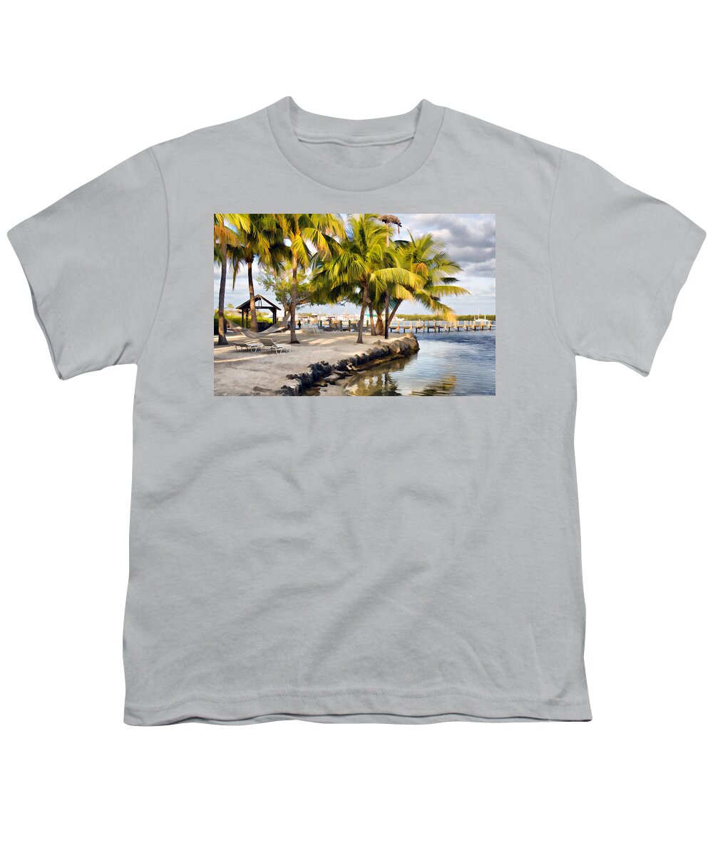 Tropical Island With Palm Trees Youth T-Shirt featuring the photograph The Beach at Coconut Palm Inn by Ginger Wakem