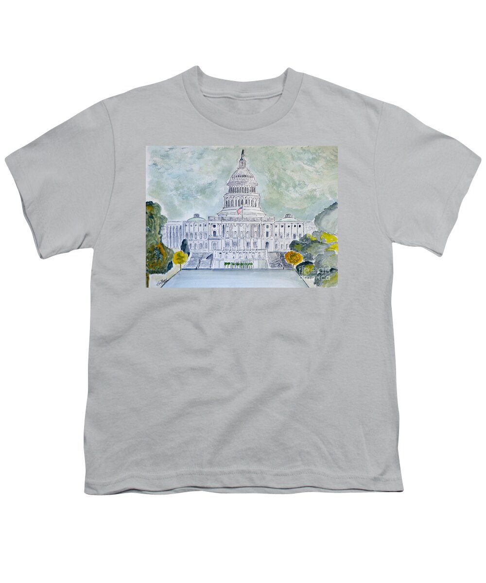 Capitol Hill Youth T-Shirt featuring the painting The Capitol Hill by Eva Ason