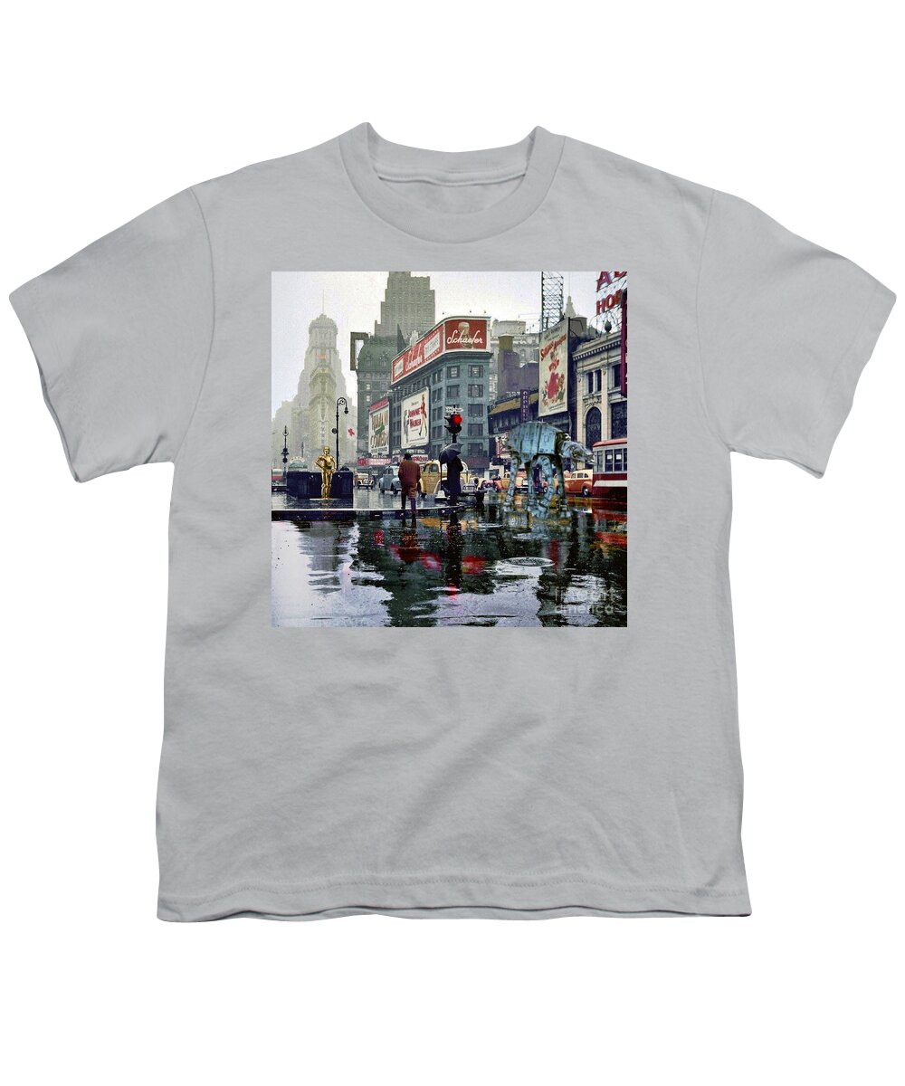 1943 Youth T-Shirt featuring the photograph Times Square 1943 reloaded by HELGE Art Gallery