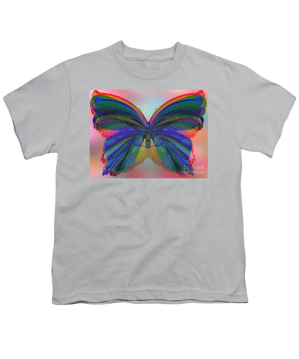 Butterfly Youth T-Shirt featuring the digital art Translucent Butterfly by Klara Acel