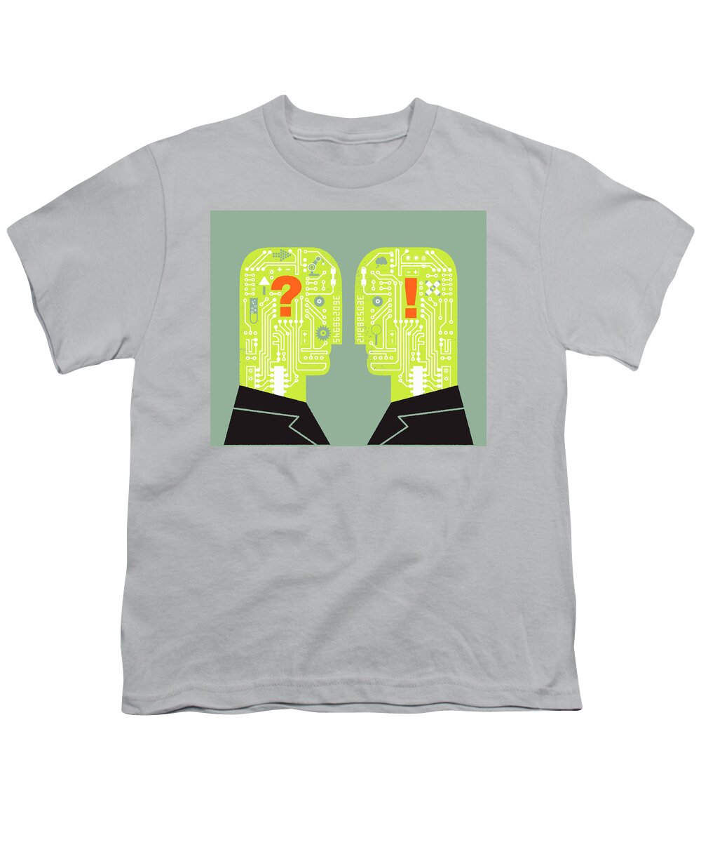 Adult Youth T-Shirt featuring the photograph Two Men Face To Face With Circuit Board by Ikon Ikon Images