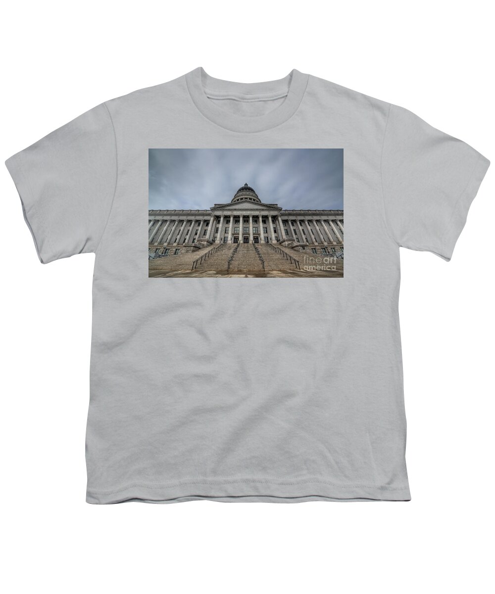 Hdr Youth T-Shirt featuring the photograph Utah State Capitol Building by Michael Ver Sprill