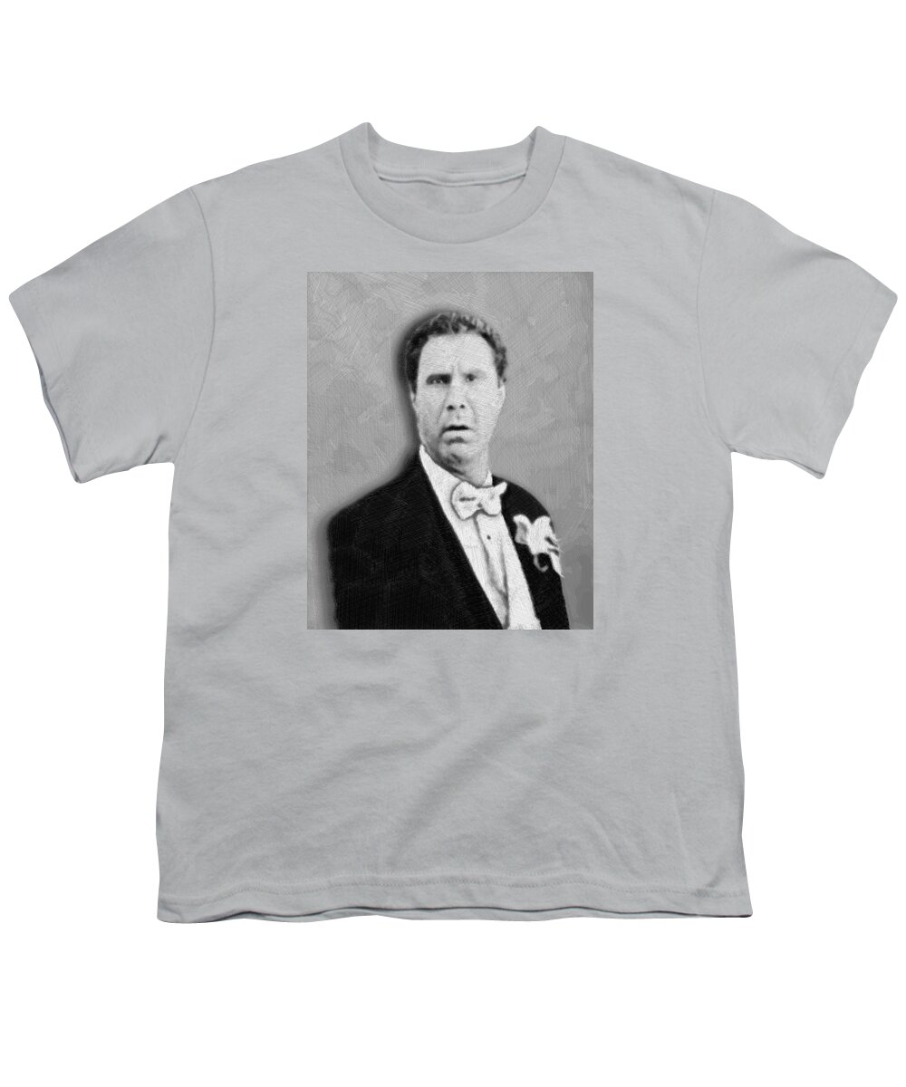 Anchorman Youth T-Shirt featuring the mixed media Will Ferrell Old School by Tony Rubino