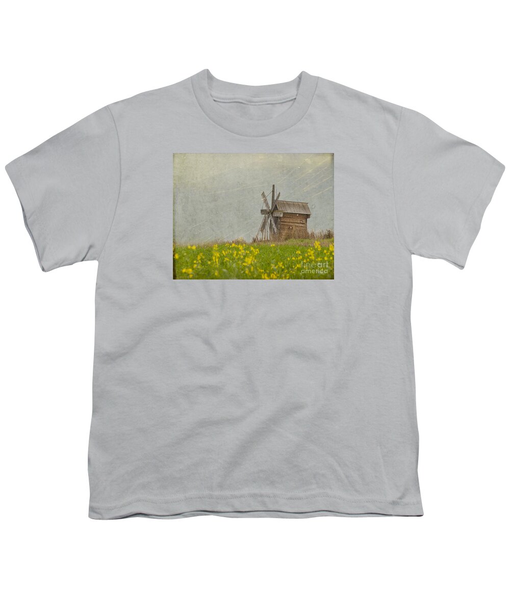 Russia Youth T-Shirt featuring the photograph Old Wooden Windmill. Kizhi Island. Russia by Juli Scalzi