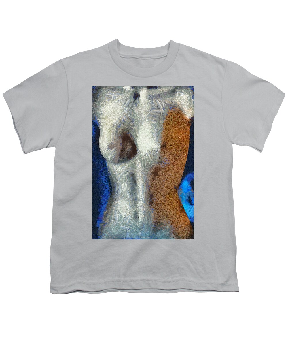 Female Youth T-Shirt featuring the mixed media Her Figure 3 by Angelina Tamez