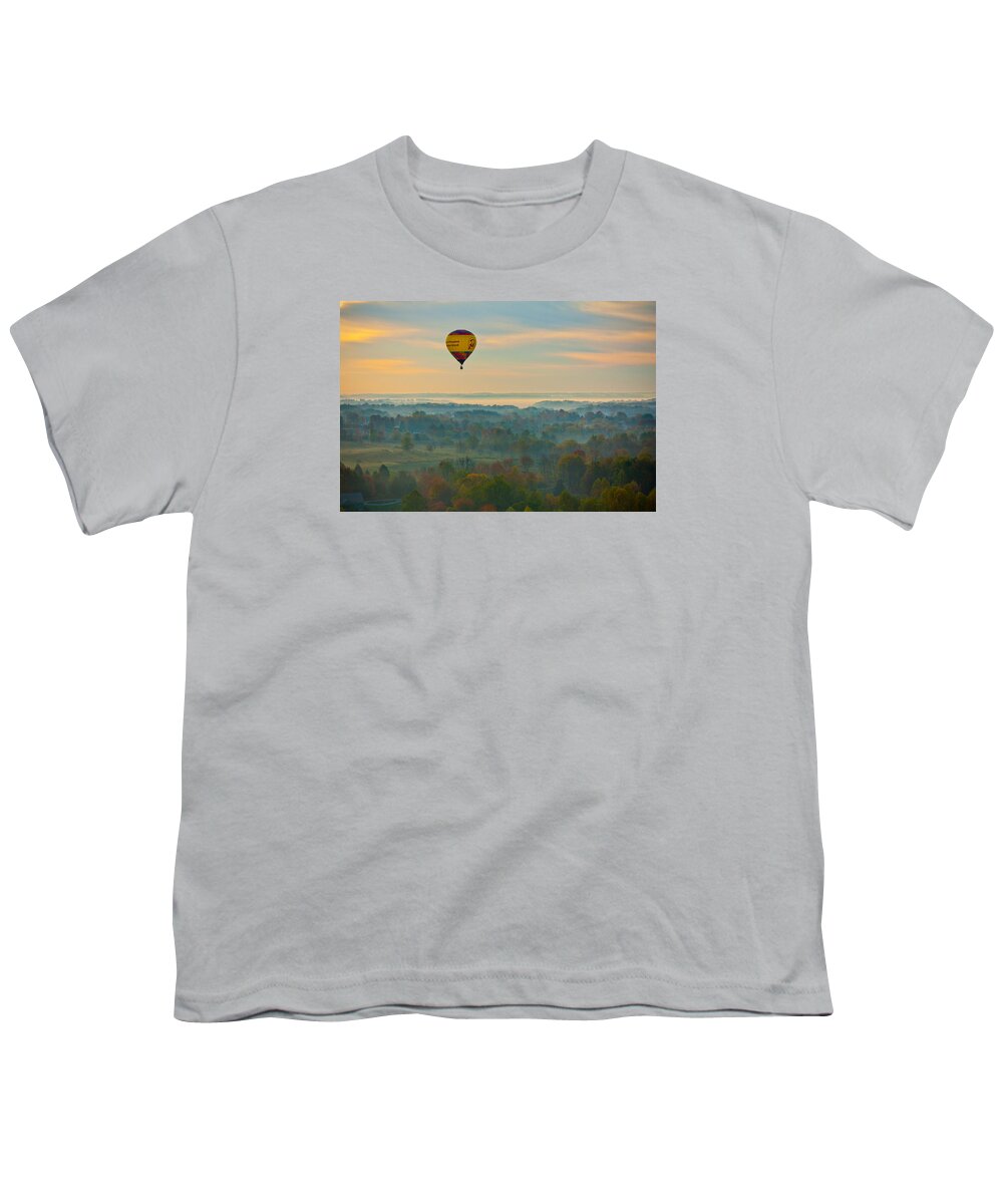 Bloomington Youth T-Shirt featuring the photograph Hot Air Balloon in Fall Colors by Anthony Doudt
