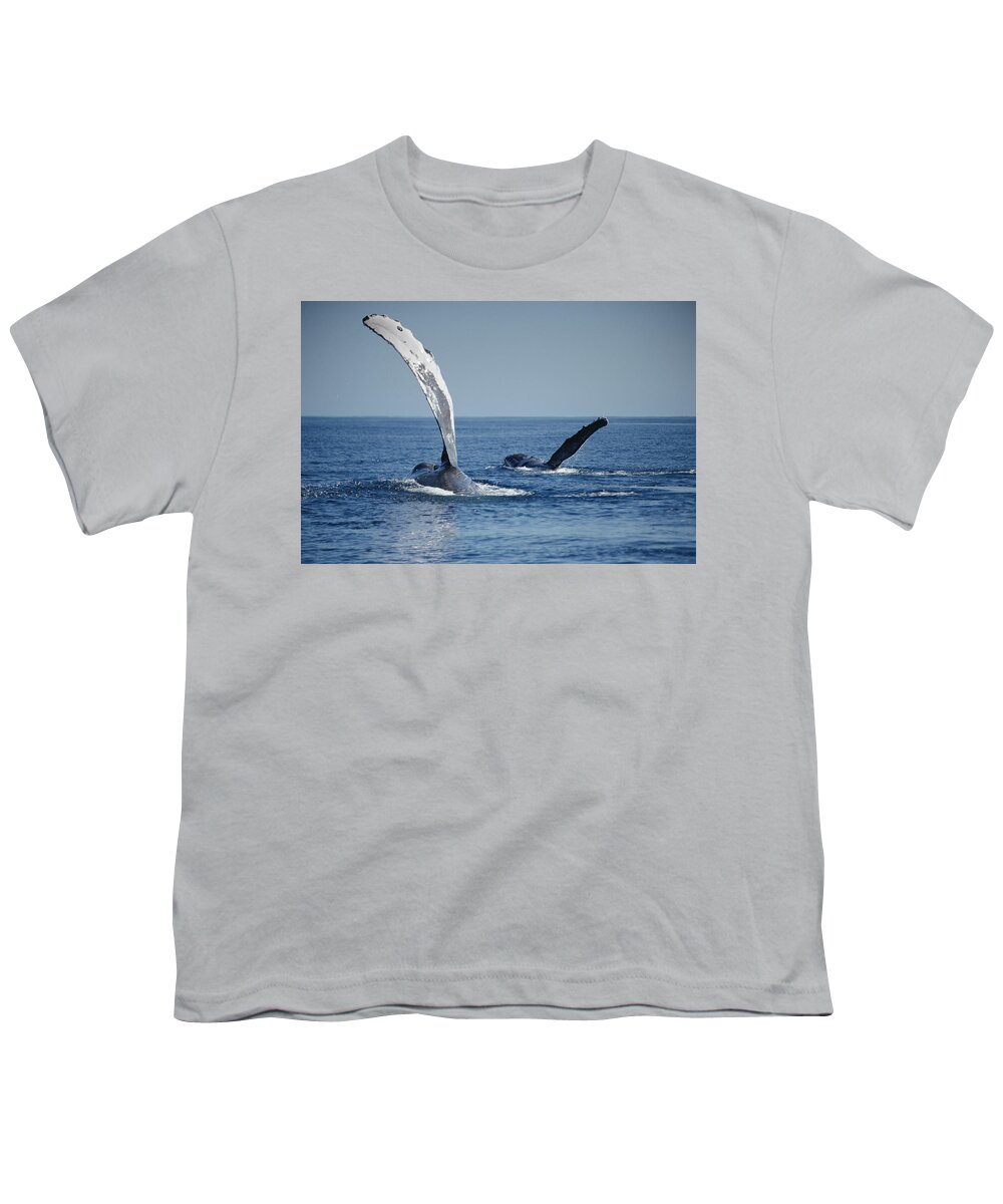 00128679 Youth T-Shirt featuring the photograph Humpback Whale Pectoral Slap Maui by Flip Nicklin